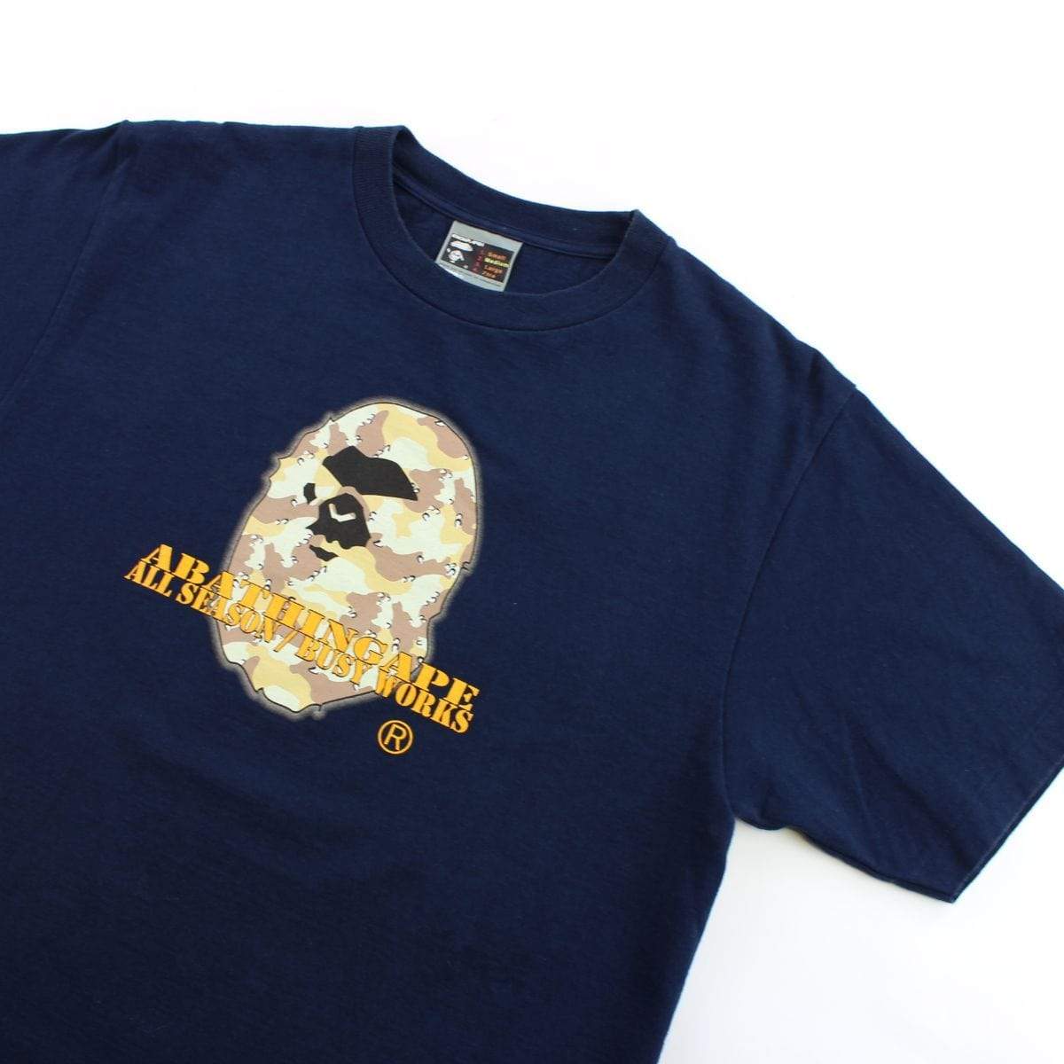 Bape Desert Camo Angry Face Big Ape Tee Navy - SaruGeneral