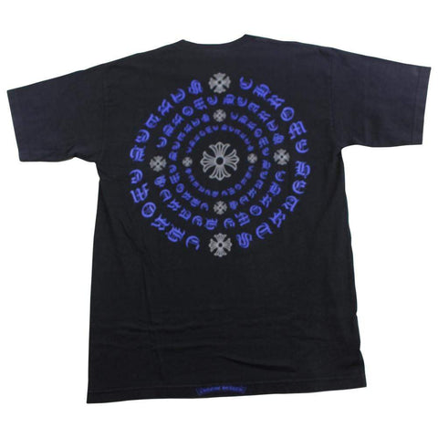 chrome hearts blue text crosses tee black