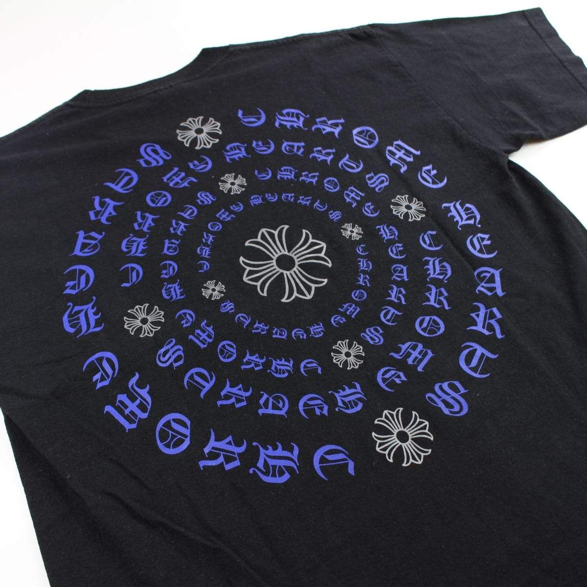 chrome hearts blue text crosses tee black - SaruGeneral