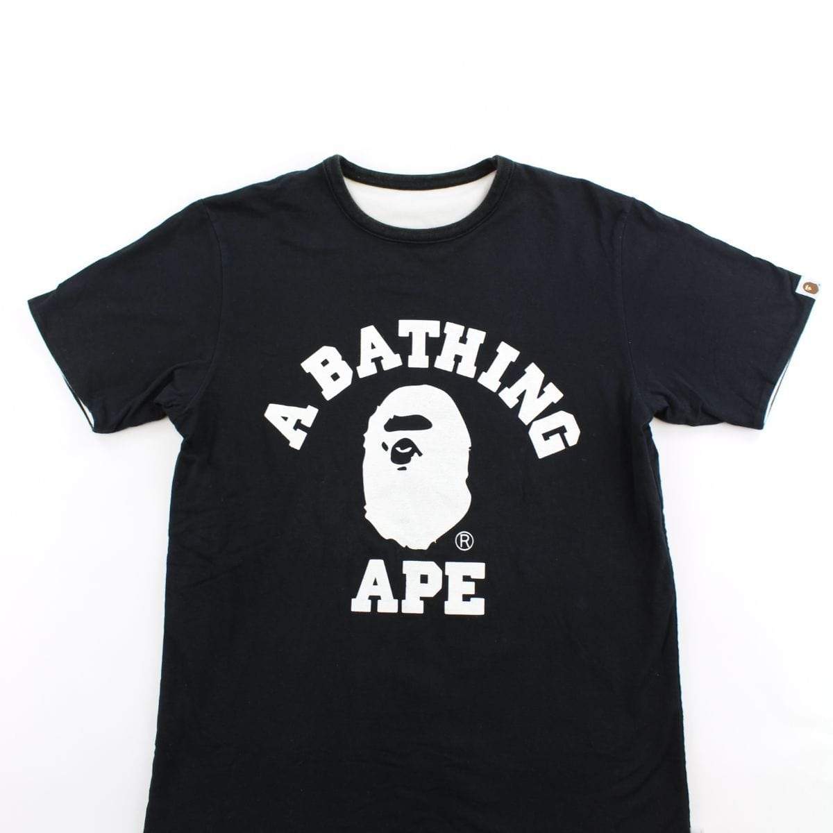 Bape White College Logo Reversible Tee Black - SaruGeneral