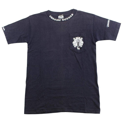 chrome hearts dagger neckline text tee black