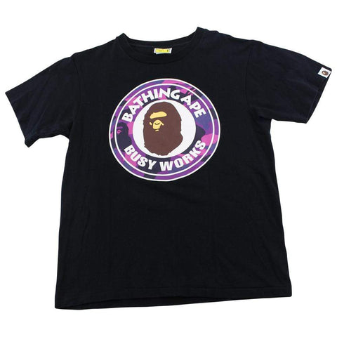 T-shirt Bape violet camouflage Busy Works avec logo noir