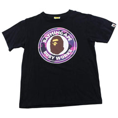 Bape Purple Camo Busy Works Logo Tee Black