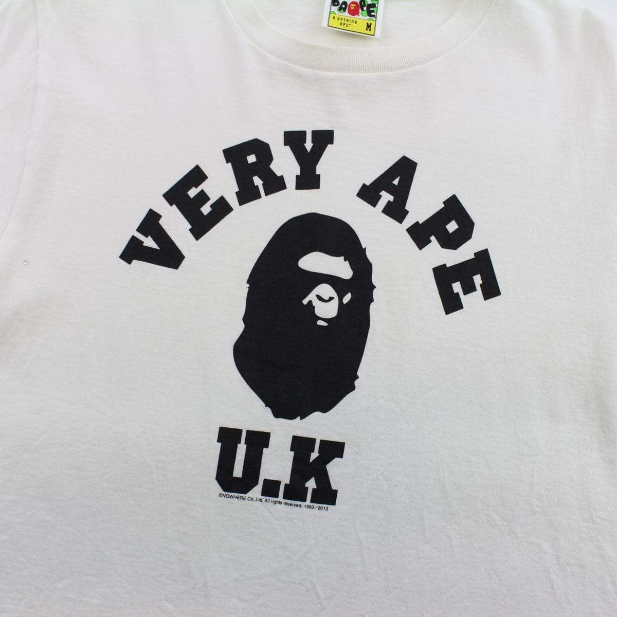 Bape Very Ape UK College Logo Tee White - SaruGeneral