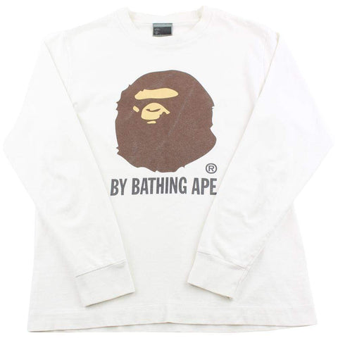 bape original brown big ape logo ls white 1