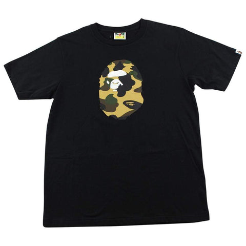 Bape 1st Yellow Camo Ape Logo Tee Black