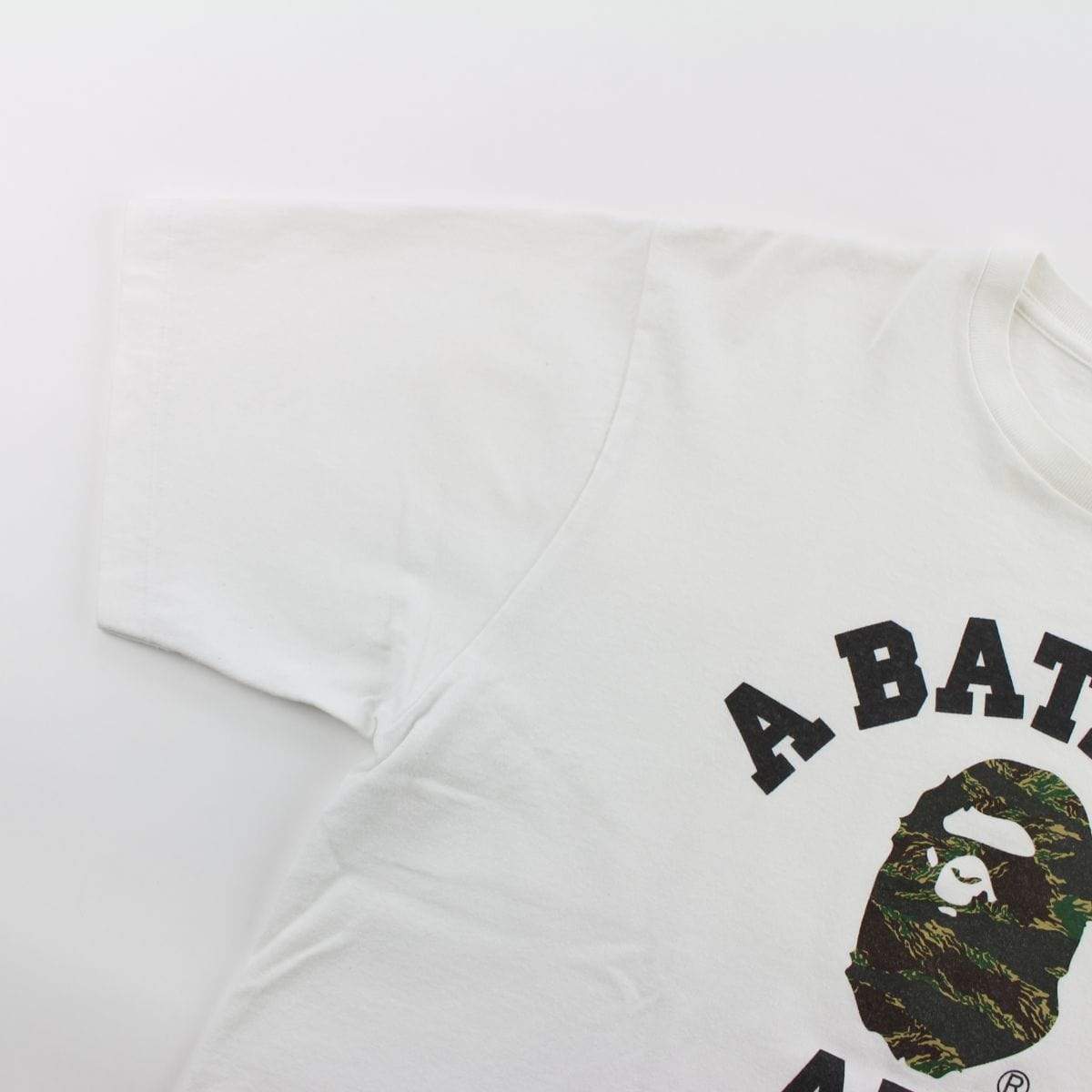 Bape Green Tiger Camo College Logo Tee White - SaruGeneral