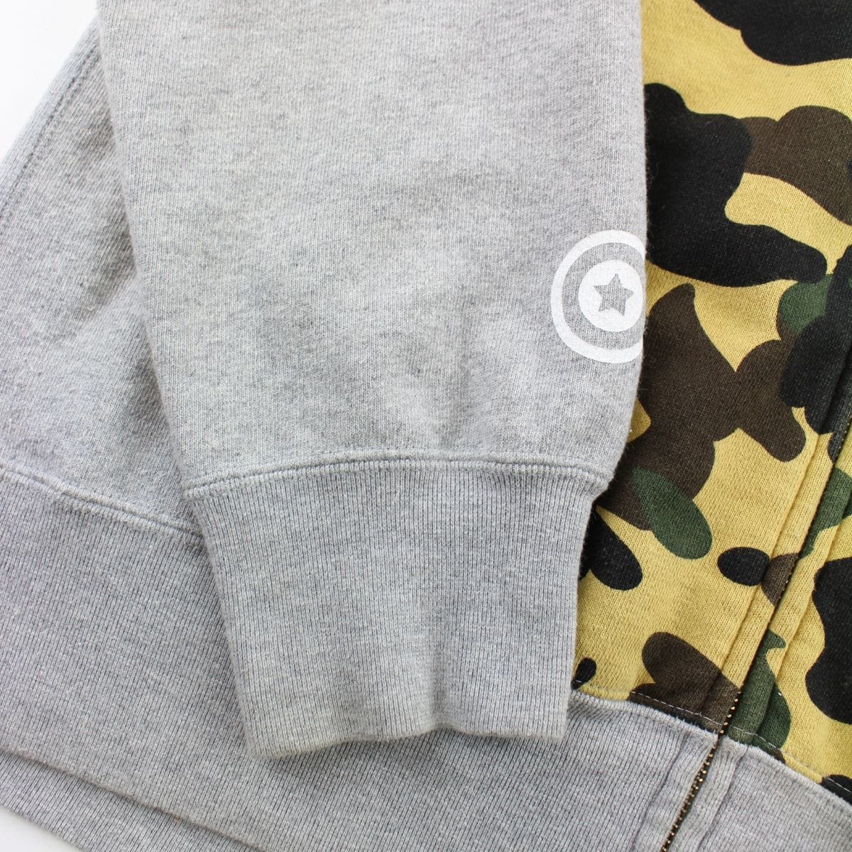 bape grey half 1st yellow camo shark hoodie 1 - SaruGeneral