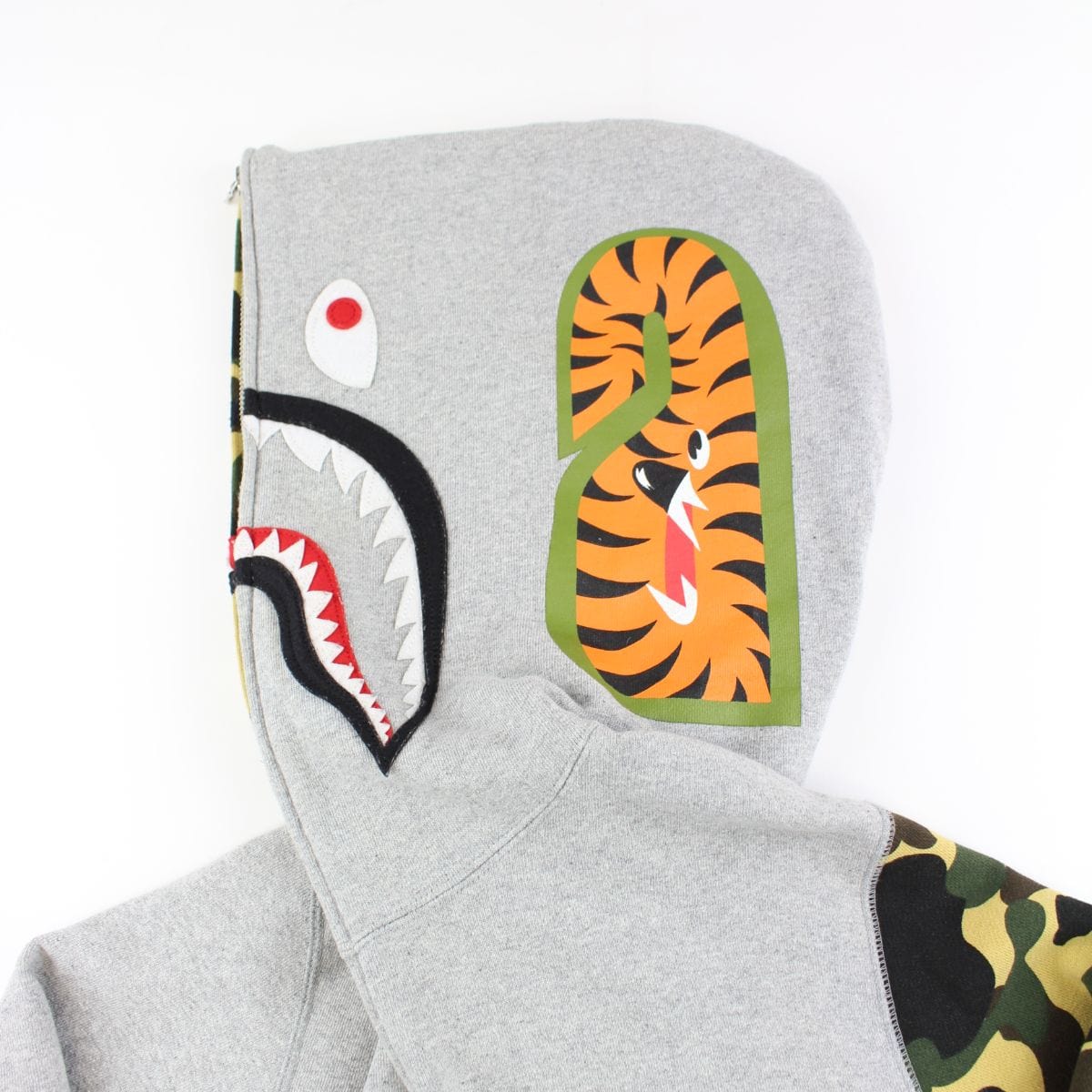 bape grey half 1st yellow camo shark hoodie 1 - SaruGeneral