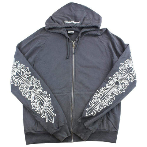 chrome hearts classic crosses hoodie grey