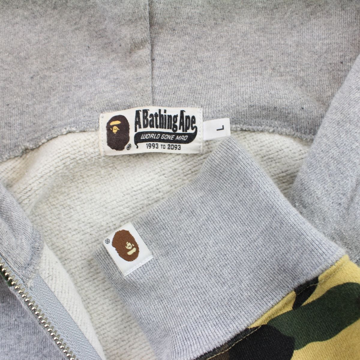 bape grey half 1st yellow camo shark hoodie 1 - SaruGeneral