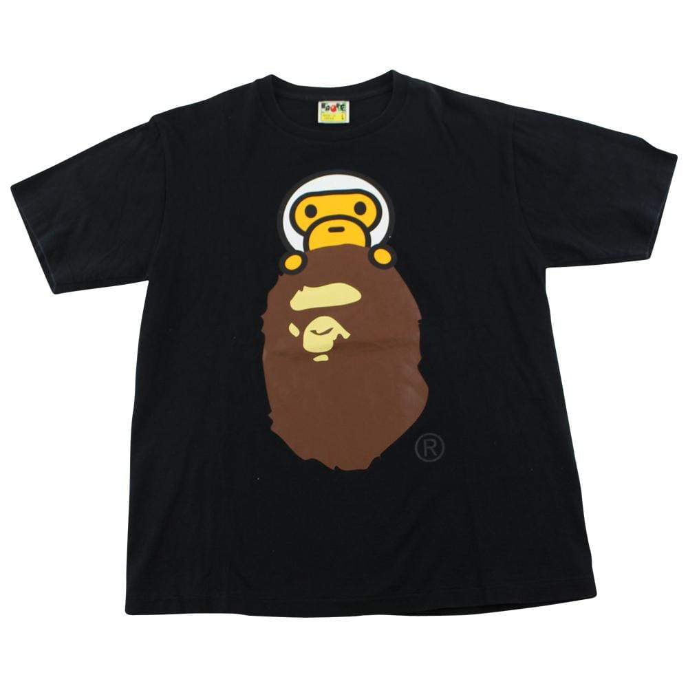 Bape Milo Peeping Big Ape Logo Tee Black - SaruGeneral