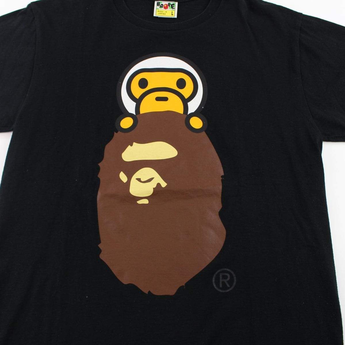 Bape Milo Peeping Big Ape Logo Tee Black - SaruGeneral