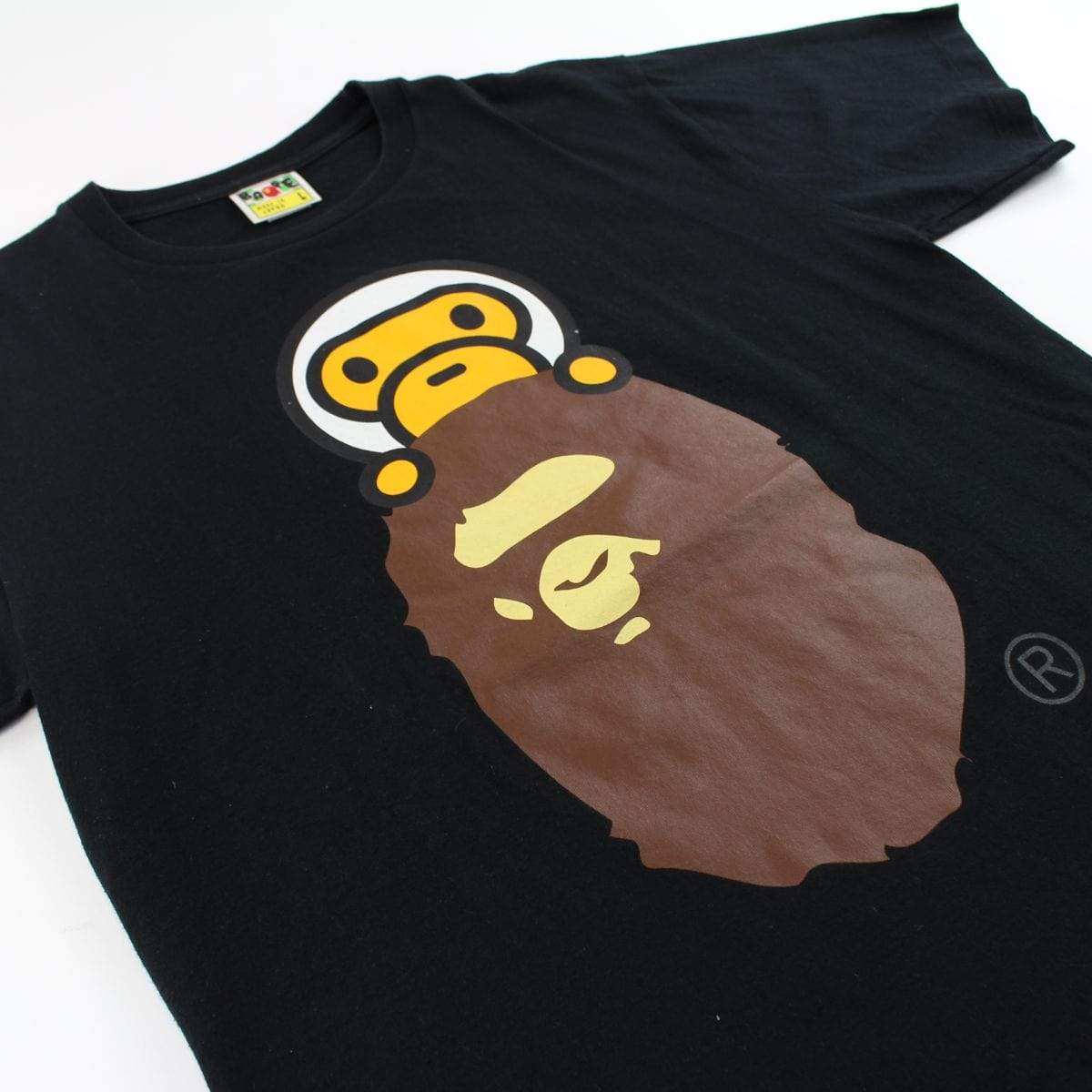 Bape Milo Peeping Big Ape Logo Tee Black - SaruGeneral