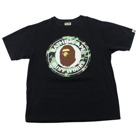 Bape 1st Green Busy Works Logo Tee Black