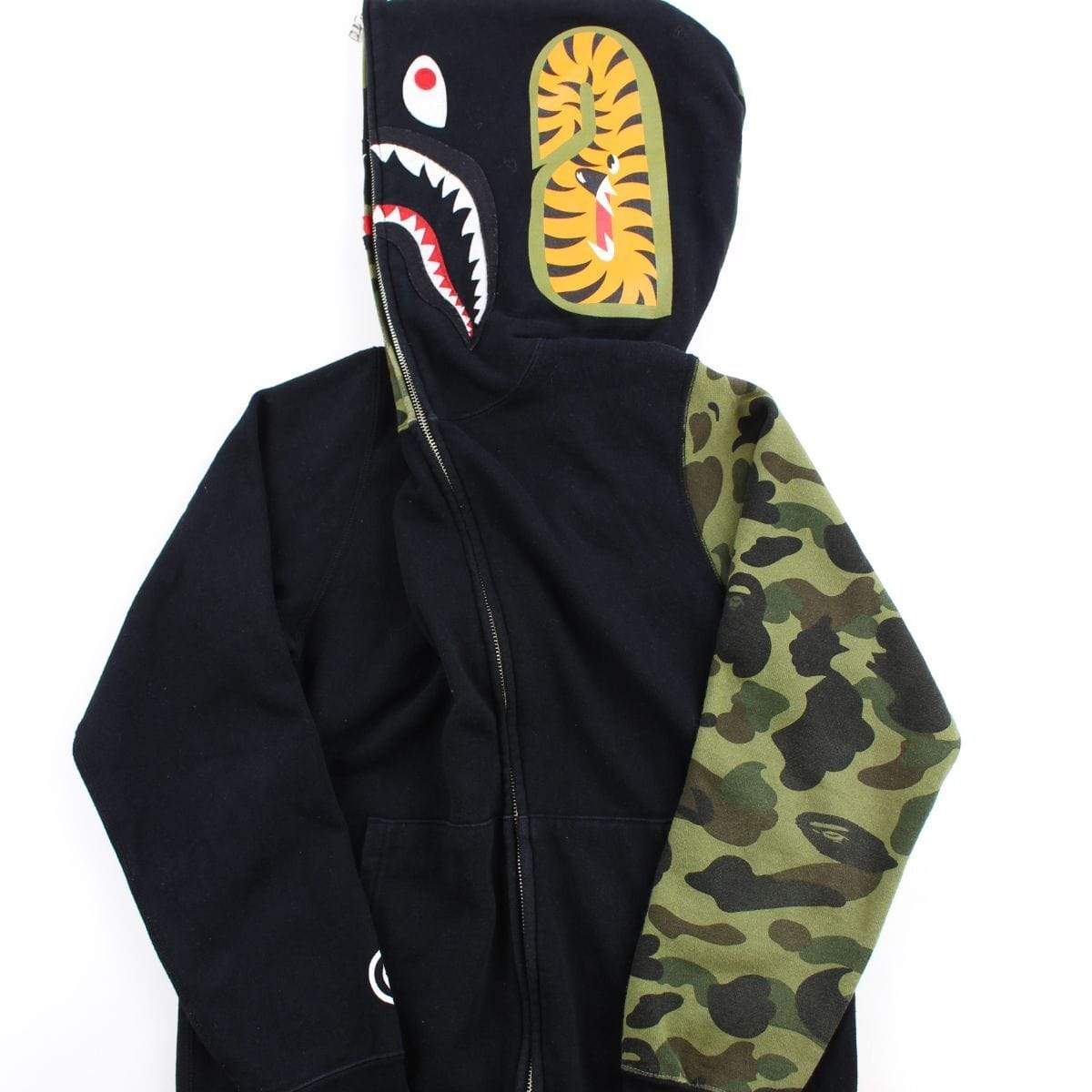 Bape 1st Green Camo Shark Hoodie Black - SaruGeneral