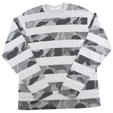 bape grey/black camo stripe LS