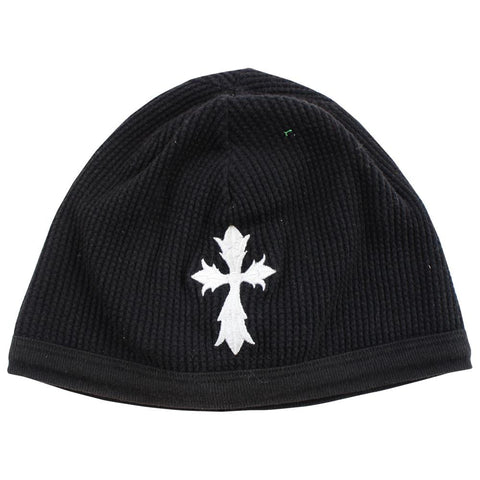 chrome hearts white cross waffle beanie black