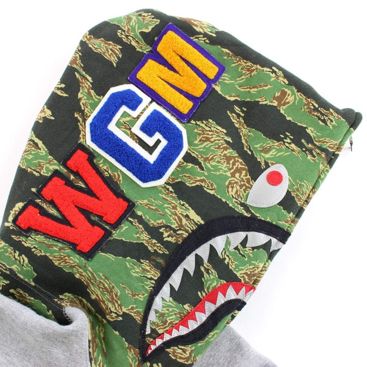 Bape Green Tiger Shark Hoodie Grey - SaruGeneral