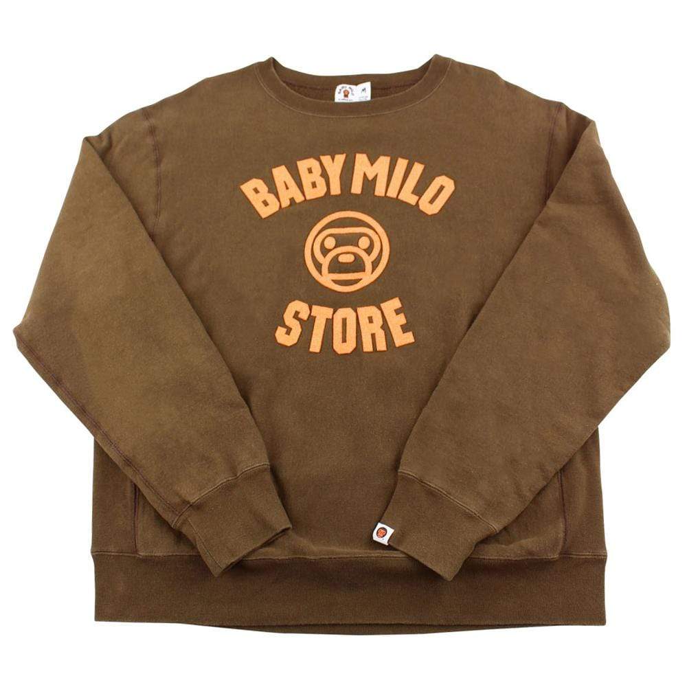 bape milo store spellout crewneck brown - SaruGeneral