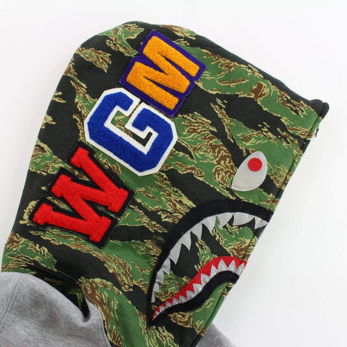 Bape Green Tiger Shark Hoodie Grey - SaruGeneral