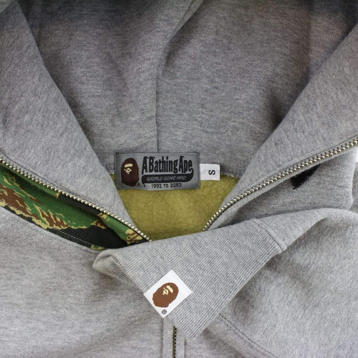 Bape Green Tiger Shark Hoodie Grey - SaruGeneral