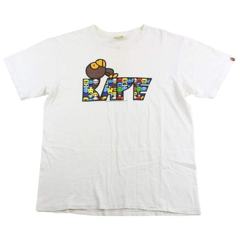 Bape Baby Milo Sleeping text tee white