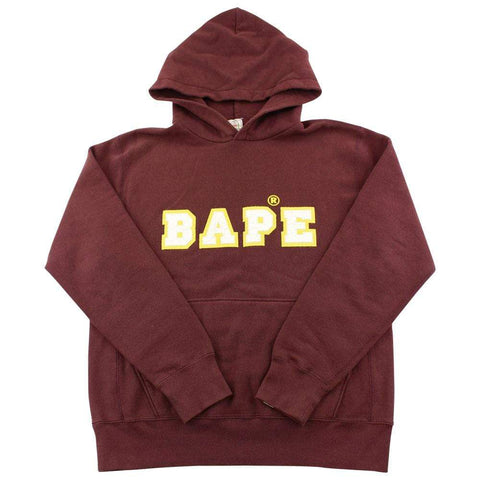 bape embroidered spellout hoodie brown