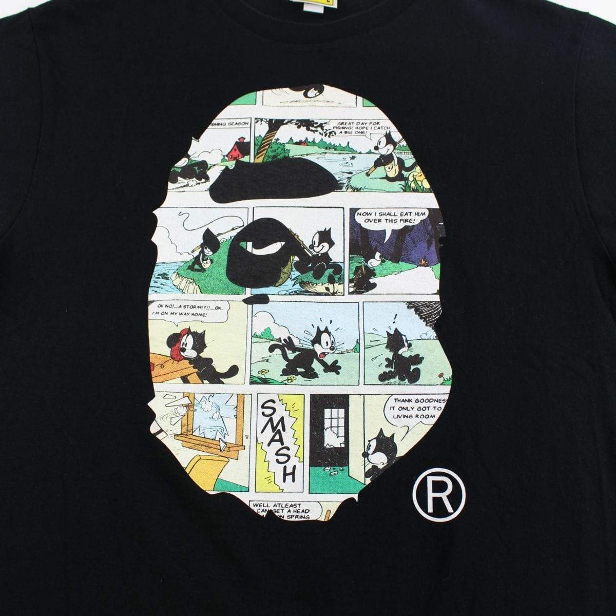 Bape x Felix The Cat Big Ape Logo Tee Black - SaruGeneral