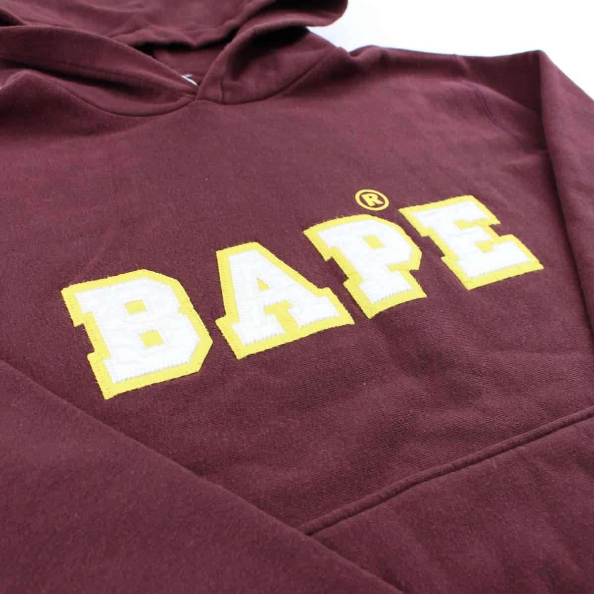 bape embroidered spellout hoodie brown - SaruGeneral