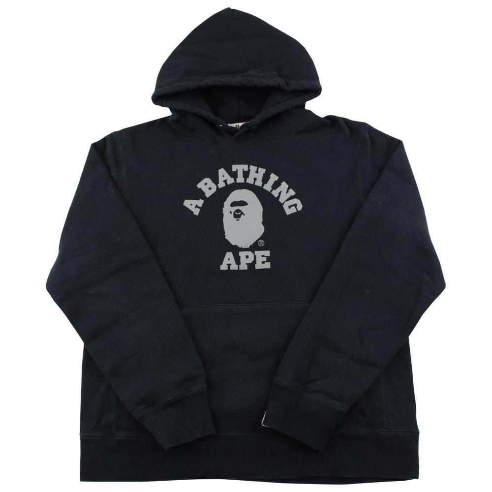 bape grey college logo hoodie black - SaruGeneral