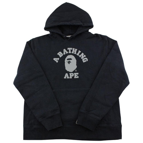 bape grey college logo hoodie black