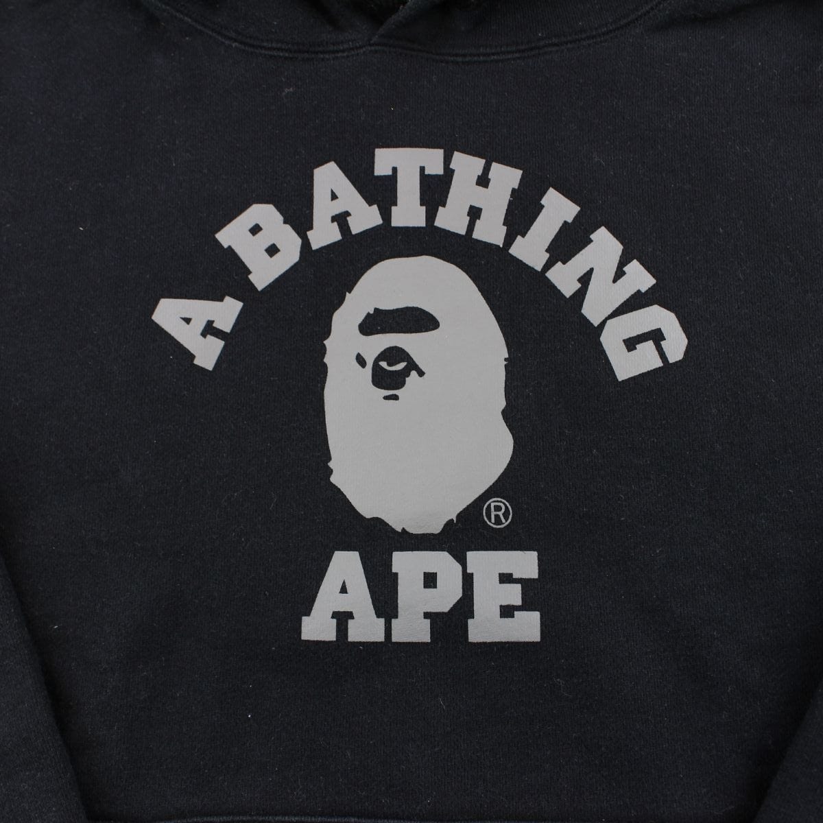 bape grey college logo hoodie black - SaruGeneral