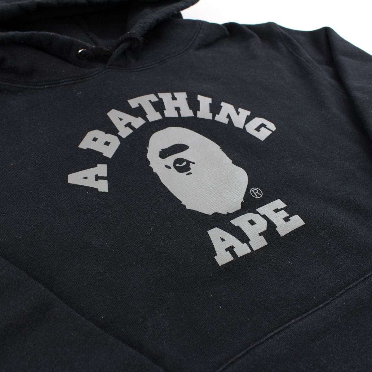 bape grey college logo hoodie black - SaruGeneral