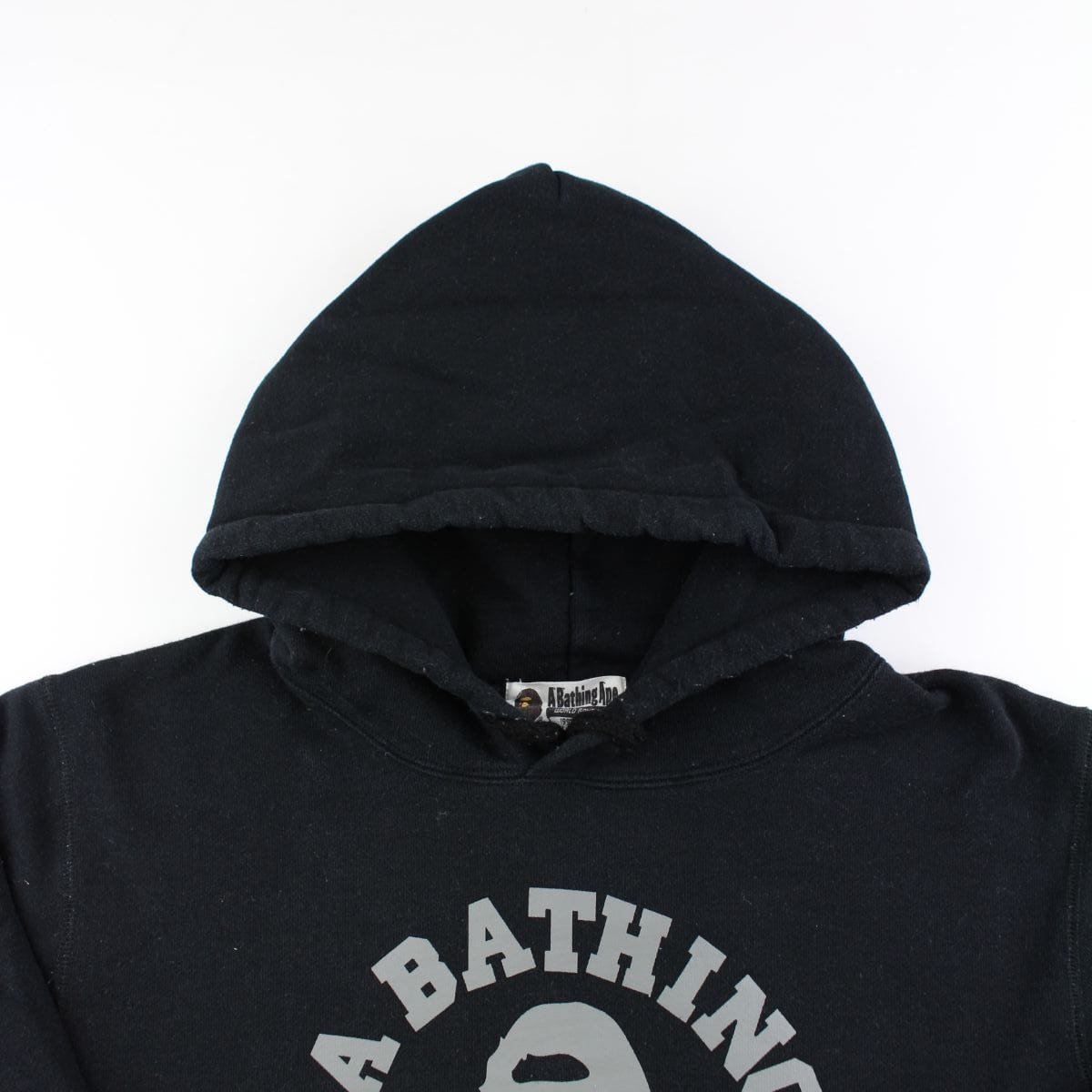 bape grey college logo hoodie black - SaruGeneral