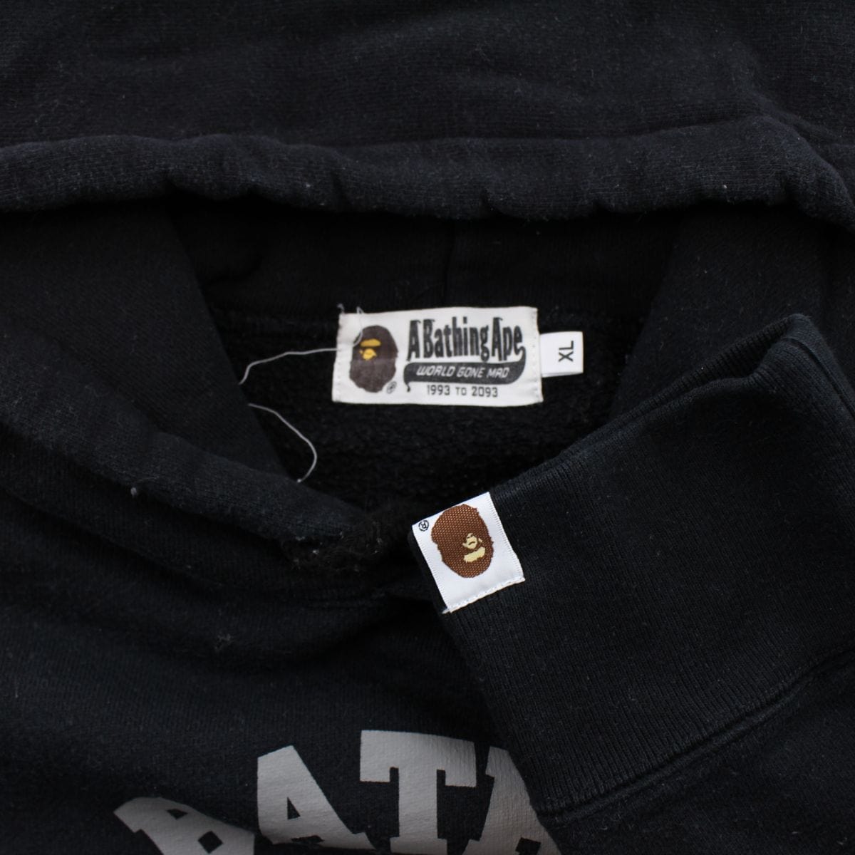 bape grey college logo hoodie black - SaruGeneral