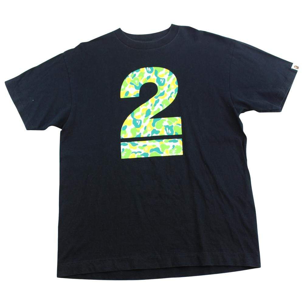 Bape Green & Yellow 2 Logo Tee Black - SaruGeneral