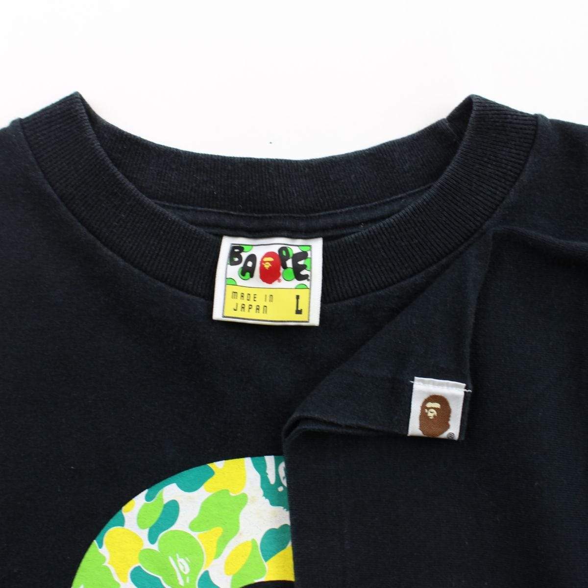 Bape Green & Yellow 2 Logo Tee Black - SaruGeneral