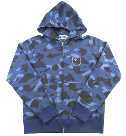 Bape Blue Camo Swarovski Big Ape Logo Full Zip - SaruGeneral