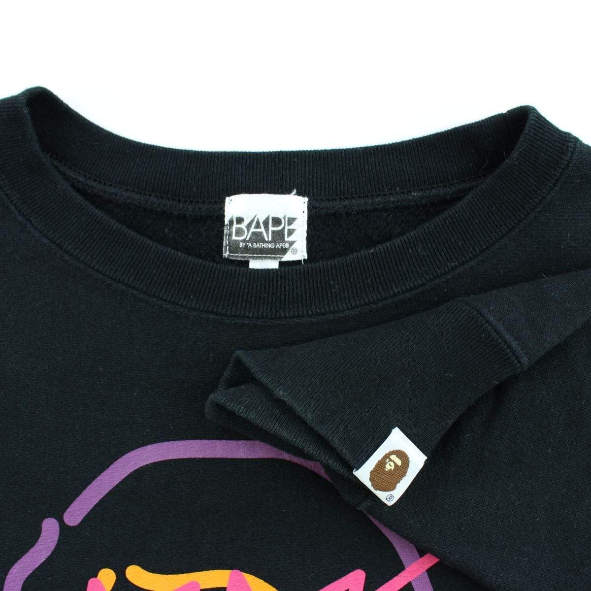 Bape Pink Neon Big Ape Logo Crewneck Black - SaruGeneral