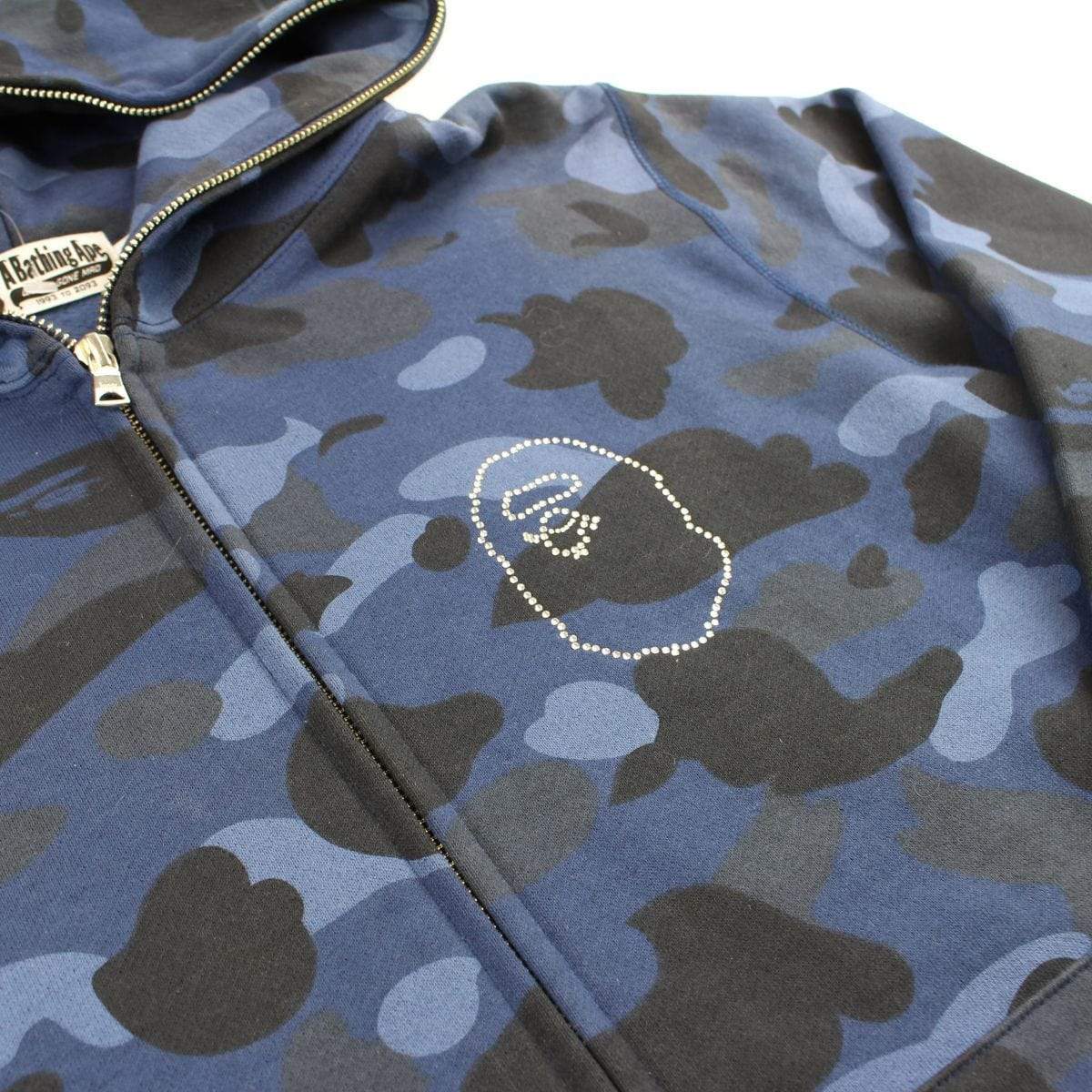 Bape Blue Camo Swarovski Big Ape Logo Full Zip - SaruGeneral