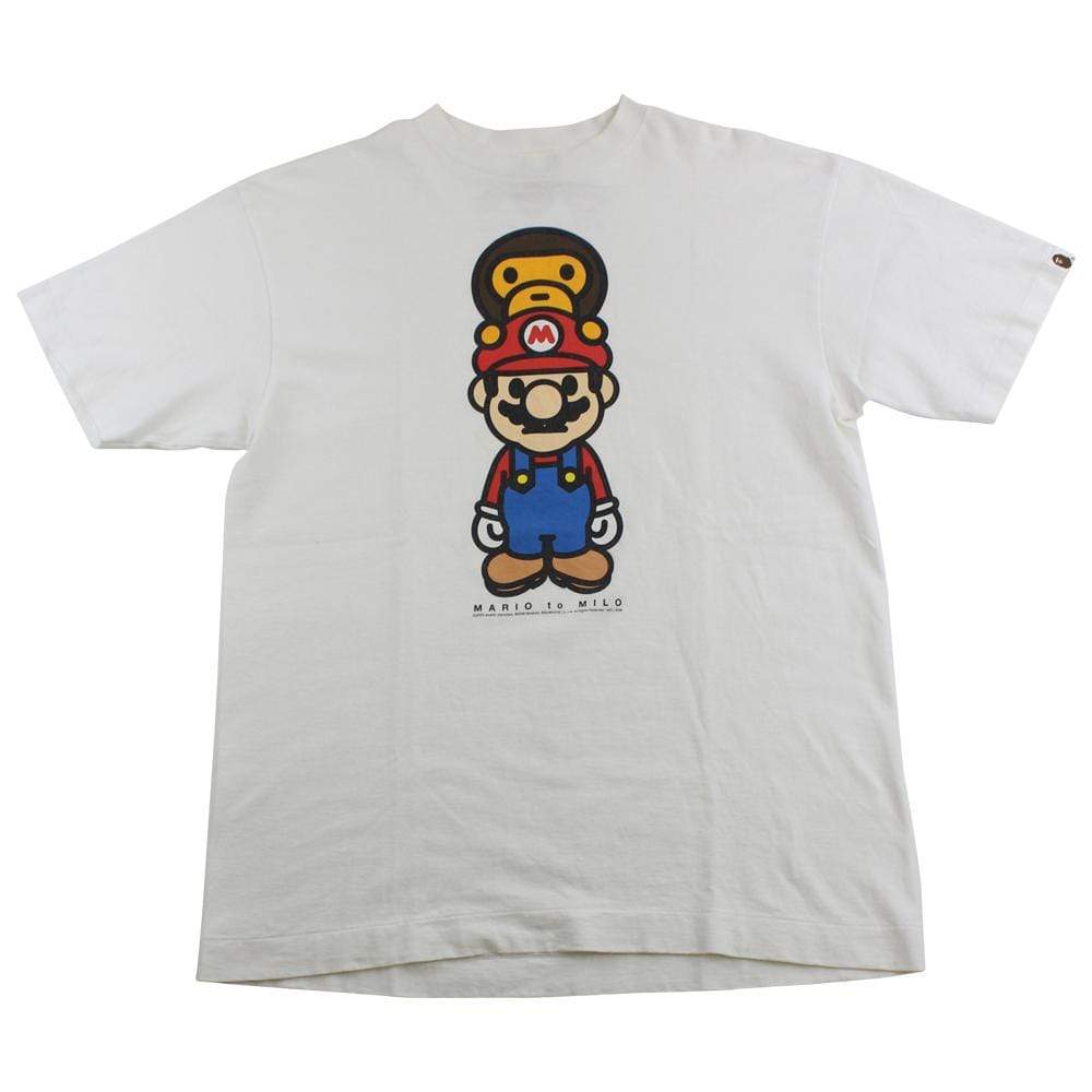 Bape x Super Mario Logo Tee White - SaruGeneral