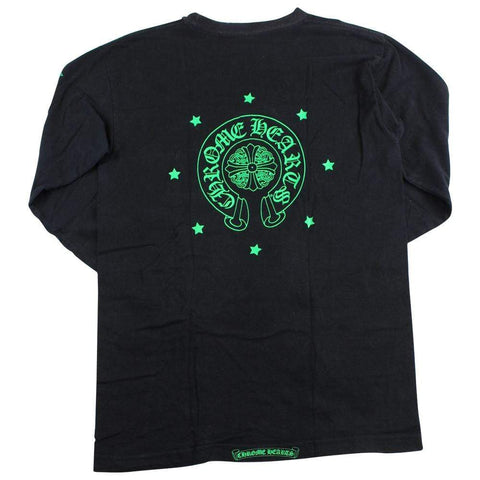 chrome hearts green cross stars ls black 90's