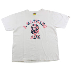 Bape pink Stars College Logo Tee White