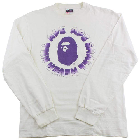 Bape Asnka Purple big ape Logo LS White