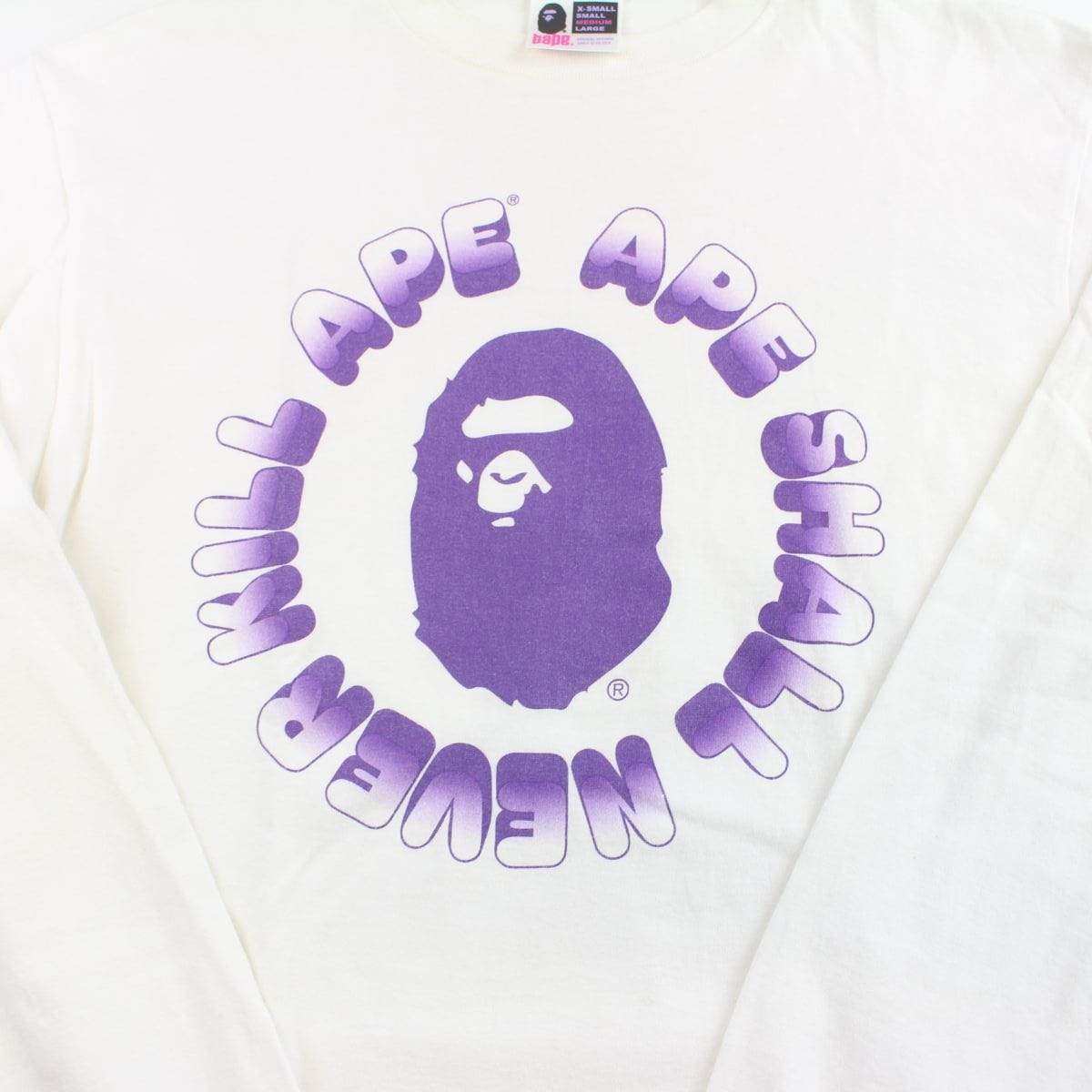 Bape Asnka Purple big ape Logo LS White - SaruGeneral