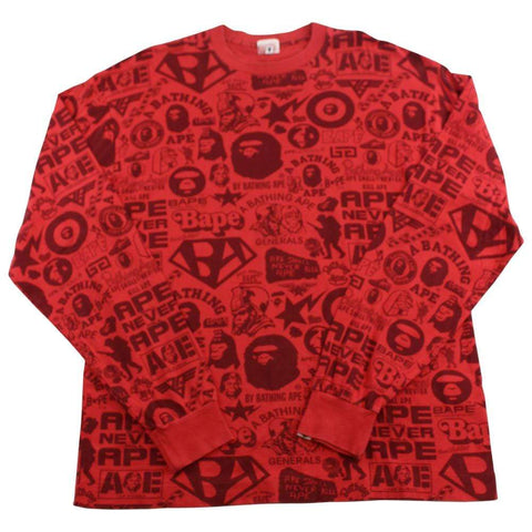 Bape Multi Logo LS Red