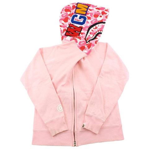 bape pink half pink camo shark hoodie