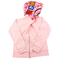 bape pink half pink camo shark hoodie
