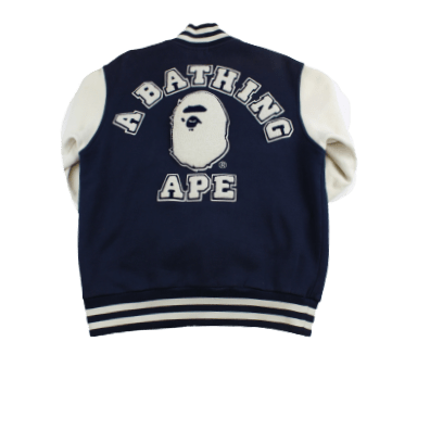 Bape College Logo Varsity Jacket Black